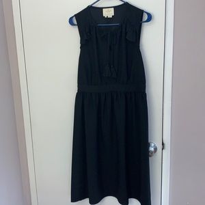 Kate Spade Ruffle Detail V-Neck Tie Dress Black